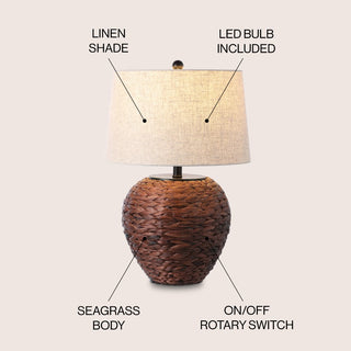 Rustico 24.5" Banana Leaf Basket LED Table Lamp