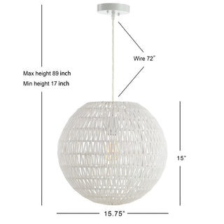 Derrick 15.7" Woven Rattan Orb LED Pendant