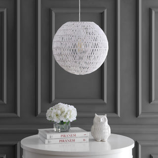 Derrick 15.7" Woven Rattan Orb LED Pendant