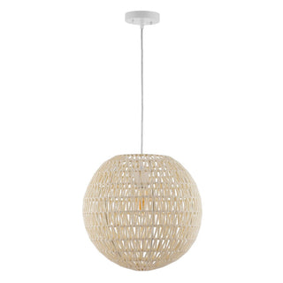 Derrick 15.7" Woven Rattan Orb LED Pendant