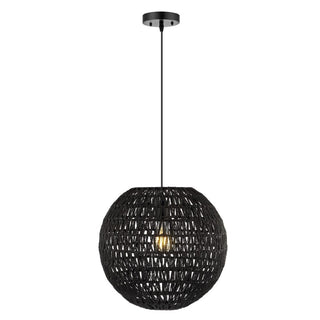 Derrick 15.7" Woven Rattan Orb LED Pendant