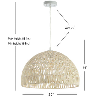 Wasp 20" Woven Rattan Dome LED Pendant