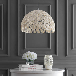 Wasp 20" Woven Rattan Dome LED Pendant