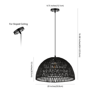 Wasp 20" Woven Rattan Dome LED Pendant