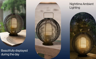 Stonefly 22" Outdoor Woven Globe Asian LED Lantern