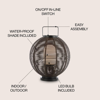 Stonefly 22" Outdoor Woven Globe Asian LED Lantern