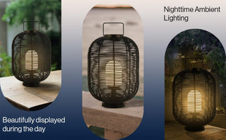 Spittlebug 26.7" Outdoor Woven Oval Asian LED Lantern