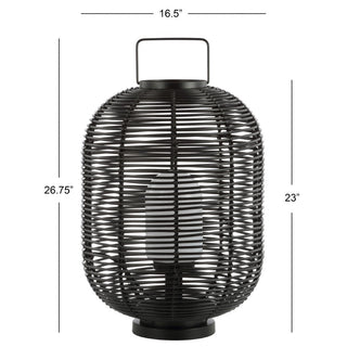 Spittlebug 26.7" Outdoor Woven Oval Asian LED Lantern