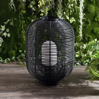 Spittlebug 26.7" Outdoor Woven Oval Asian LED Lantern