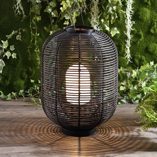 Spittlebug 26.7" Outdoor Woven Oval Asian LED Lantern