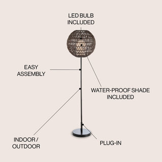 Silverfish 61" Outdoor Woven Globe LED Floor Lamp