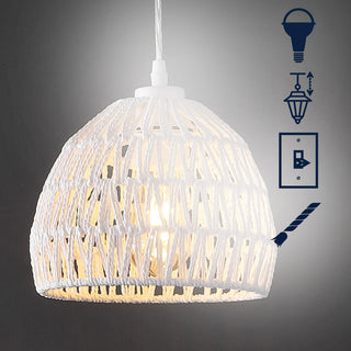 Wasp 20" Woven Rattan Dome LED Pendant