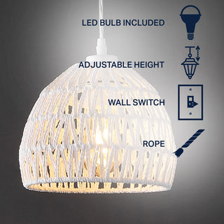 Wasp 20" Woven Rattan Dome LED Pendant