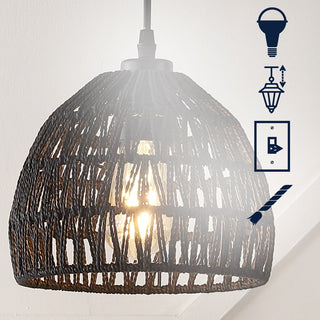 Wasp 20" Woven Rattan Dome LED Pendant