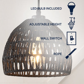 Wasp 20" Woven Rattan Dome LED Pendant