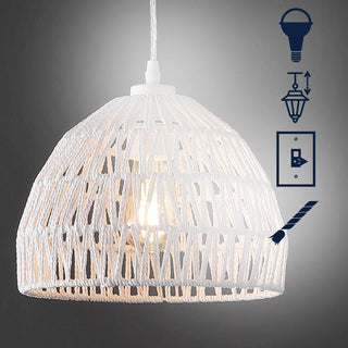 Wasp 20" Woven Rattan Dome LED Pendant