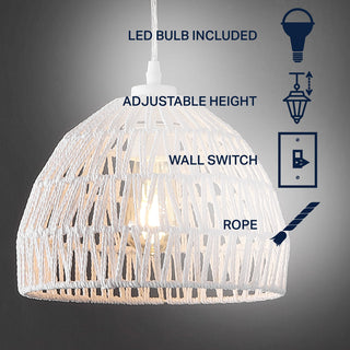 Wasp 20" Woven Rattan Dome LED Pendant