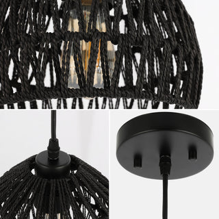 Wasp 20" Woven Rattan Dome LED Pendant