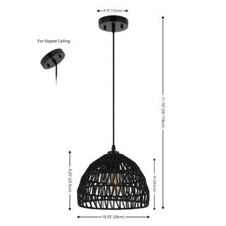 Wasp 20" Woven Rattan Dome LED Pendant