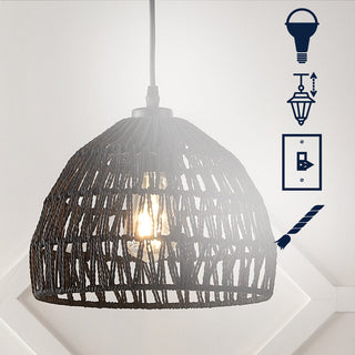 Wasp 20" Woven Rattan Dome LED Pendant