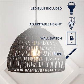 Wasp 20" Woven Rattan Dome LED Pendant