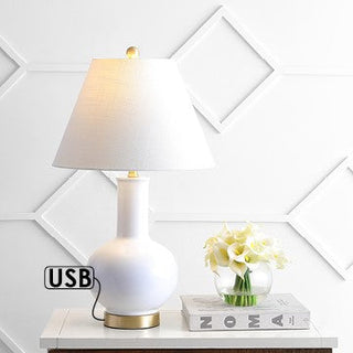 Sinaloa 27" Ceramic/Iron Contemporary USB Charging LED Table Lamp