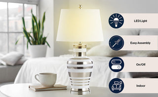 Shinano 28.75" Ceramic/Iron Classic Modern LED Table Lamp