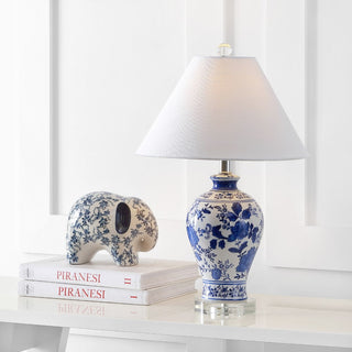 Lewis 21.5" Ceramic/Crystal Chinoiserie Floral LED Table Lamp