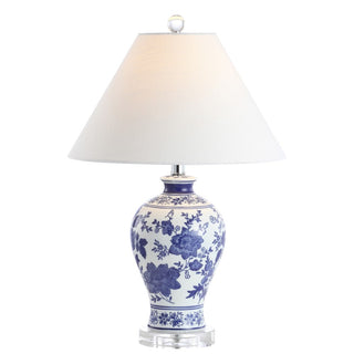 Lewis 21.5" Ceramic/Crystal Chinoiserie Floral LED Table Lamp