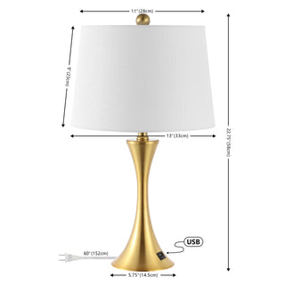 Possini 22.75" Modern Glam Iron Hourglass LED Table Lamp with USB Charging Port