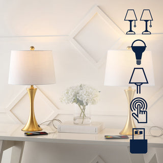 Possini 22.75" Modern Glam Iron Hourglass LED Table Lamp with USB Charging Port