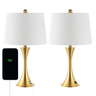 Possini 22.75" Modern Glam Iron Hourglass LED Table Lamp with USB Charging Port