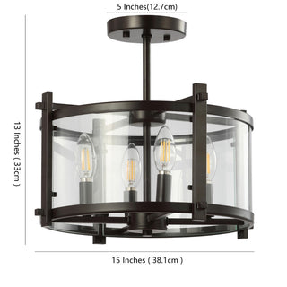 Runyon 15" Iron/Glass Modern Drum LED Flush Mount