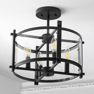 Runyon 15" Iron/Glass Modern Drum LED Flush Mount