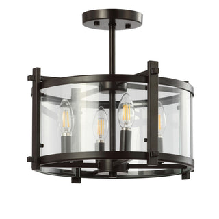 Runyon 15" Iron/Glass Modern Drum LED Flush Mount