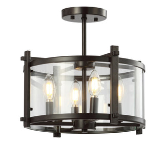 Runyon 15" Iron/Glass Modern Drum LED Flush Mount