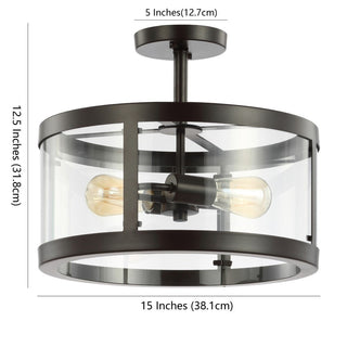 Maurier 2-Light 15" Iron/Glass Modern LED Flush Mount