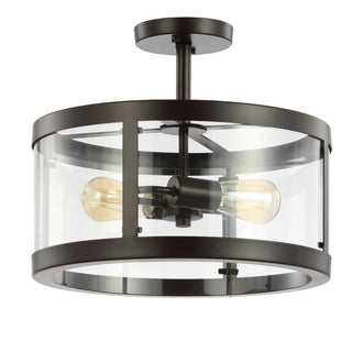 Maurier 2-Light 15" Iron/Glass Modern LED Flush Mount