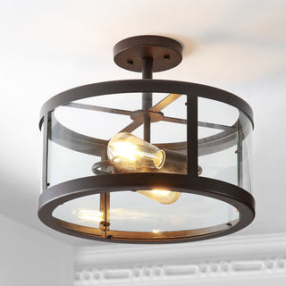 Maurier 2-Light 15" Iron/Glass Modern LED Flush Mount