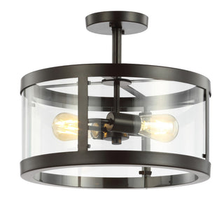 Maurier 2-Light 15" Iron/Glass Modern LED Flush Mount