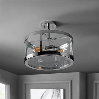 Maurier 2-Light 15" Iron/Glass Modern LED Flush Mount