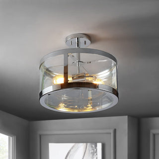 Maurier 2-Light 15" Iron/Glass Modern LED Flush Mount