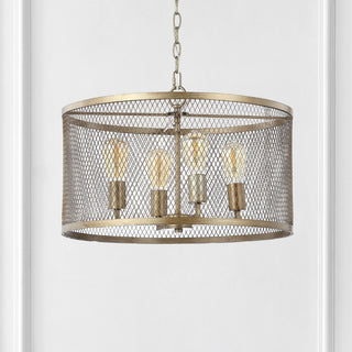 Albee 4-Light 20" Iron Adjustable Industrial Mesh LED Chandelier