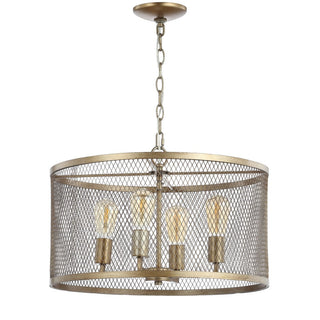 Albee 4-Light 20" Iron Adjustable Industrial Mesh LED Chandelier