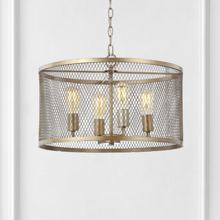 Albee 4-Light 20" Iron Adjustable Industrial Mesh LED Chandelier