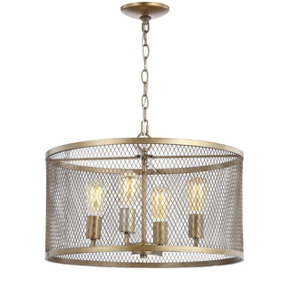 Albee 4-Light 20" Iron Adjustable Industrial Mesh LED Chandelier