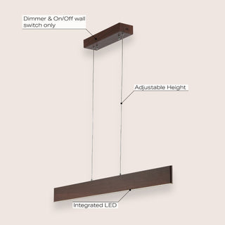 Alder Dimmable Adjustable Integrated LED Metal Linear Pendant