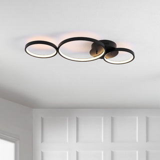 Sheldon 26.88" Contemporary Modern Metal Integrated LED Flush Mount