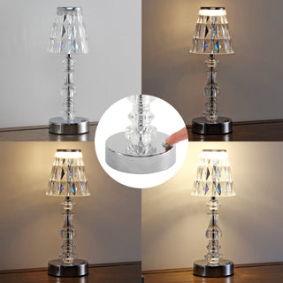 Clearance Diamond 12.75" Bohemian Classic Acrylic Rechargeable Integrated LED Table Lamp