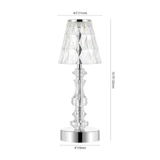 Clearance Diamond 12.75" Bohemian Classic Acrylic Rechargeable Integrated LED Table Lamp